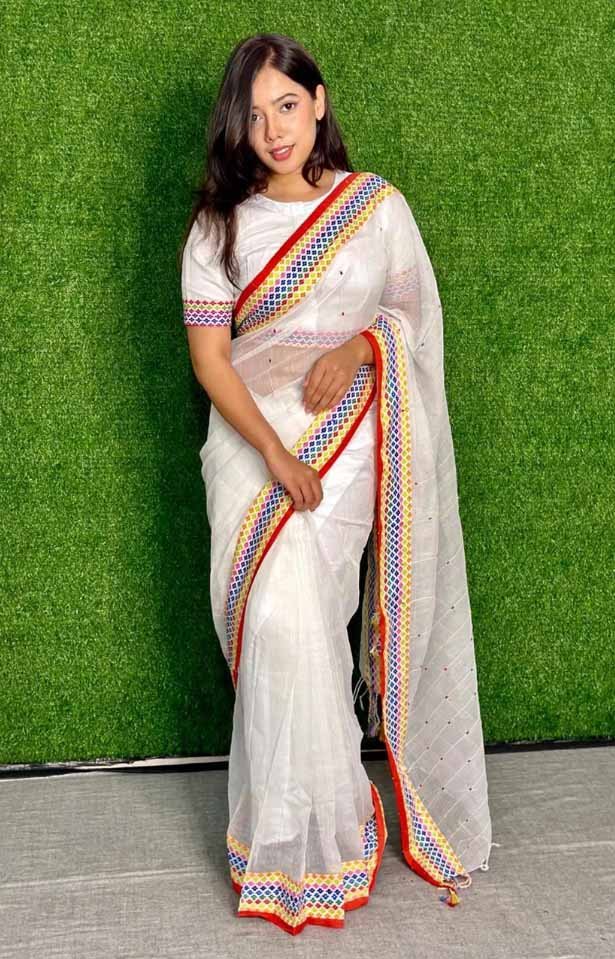 হাফ সিল্ক রেডি শাড়ি