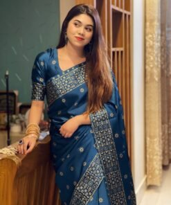 প্রিমিয়াম বধুয়া বেনারসি জাপানি সিল্ক শাড়ী + ম্যাচিং ব্লাউজ পিস SC-02 - Image 3