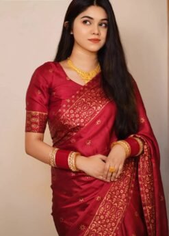 প্রিমিয়াম বধুয়া বেনারসি জাপানি সিল্ক শাড়ী + ম্যাচিং ব্লাউজ পিস SC-03 - Image 2