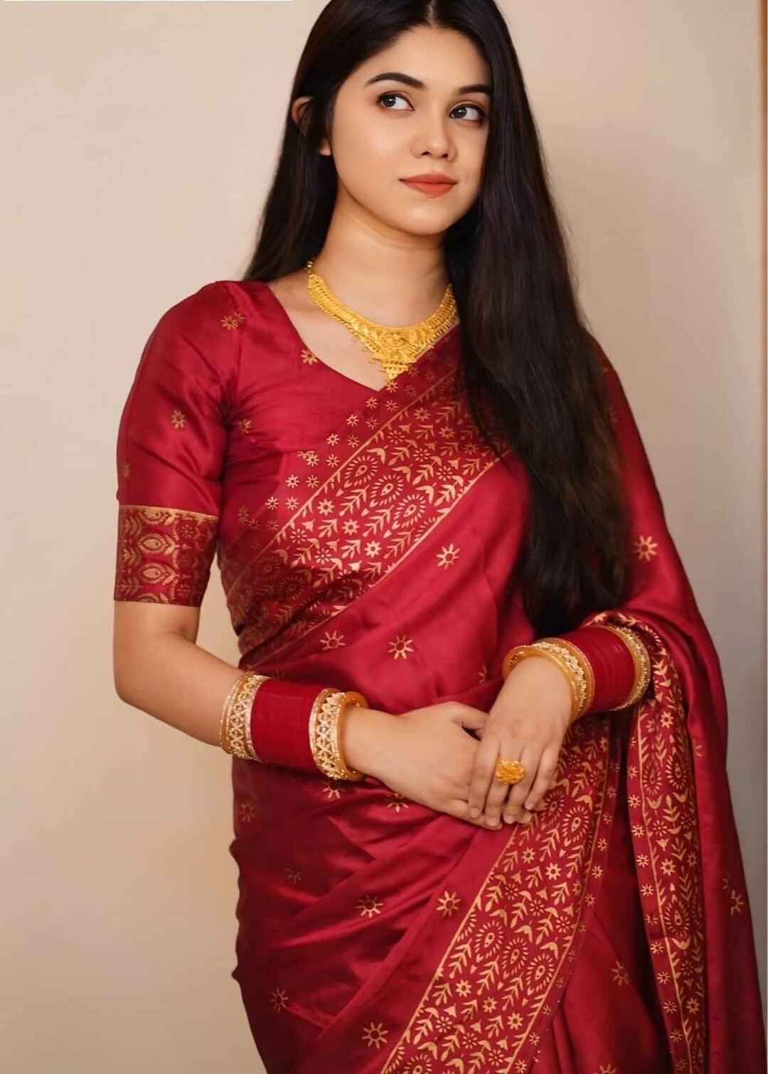 প্রিমিয়াম বধুয়া বেনারসি জাপানি সিল্ক শাড়ী + ম্যাচিং ব্লাউজ পিস SC-03 - Image 2