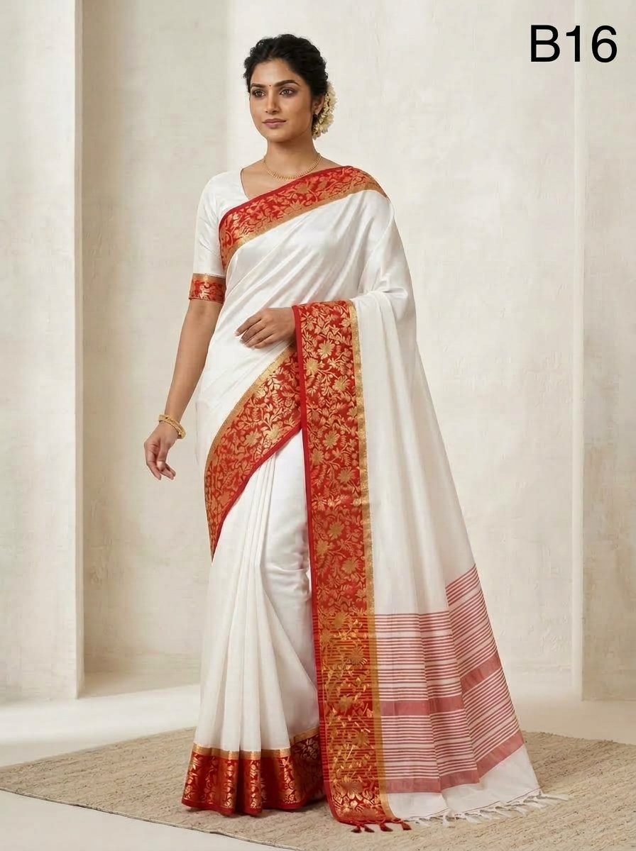 Code-B16 কাঞ্জিভরম কাতান শাড়ি ব্লাউজ পিসসহ