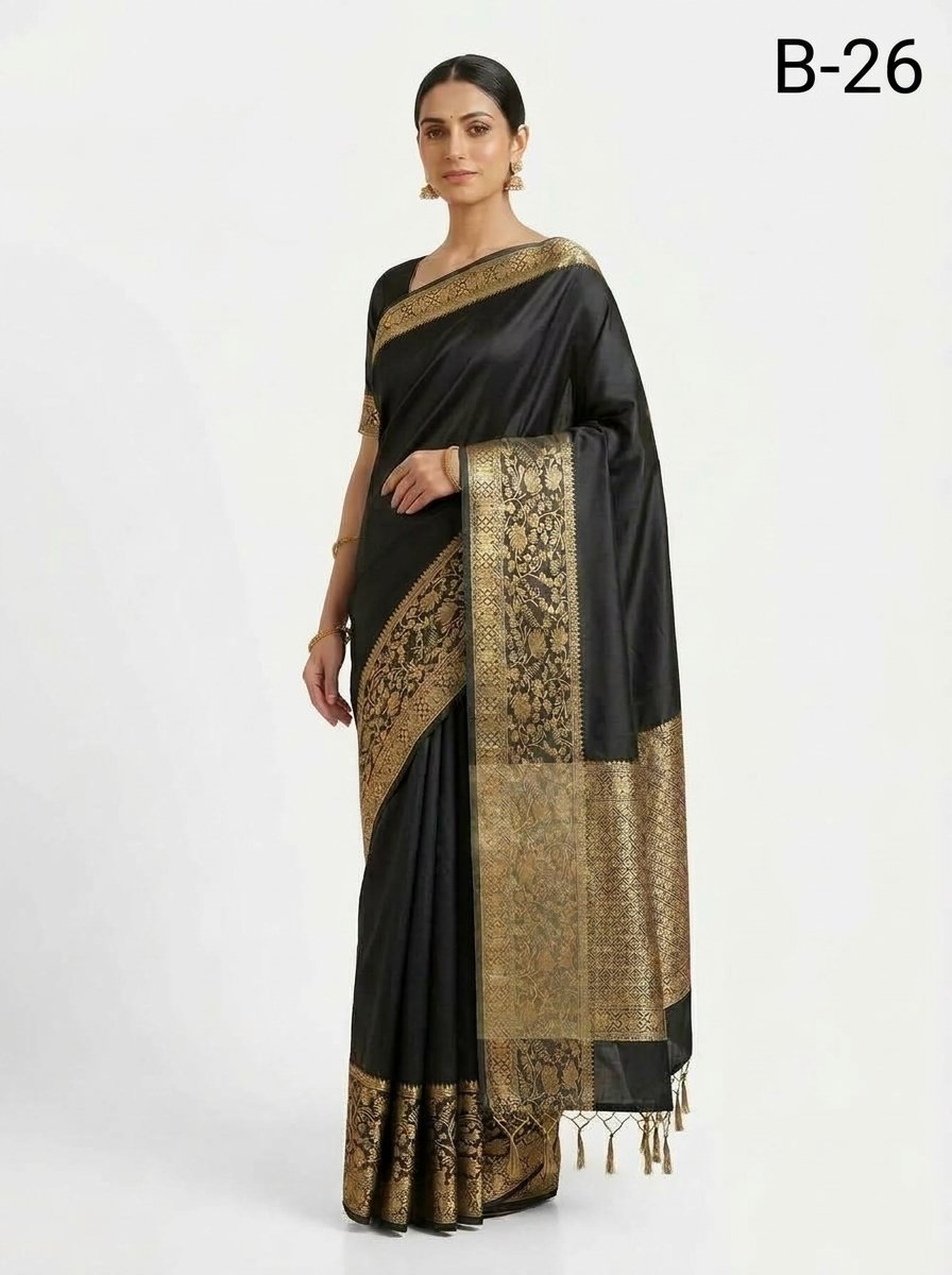 Code-B26 কাঞ্জিভরম কাতান শাড়ি ব্লাউজ পিসসহ
